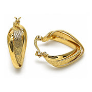 Oro Laminado Small Hoop, Gold Filled Style Twist Design, Polished, Golden Finish