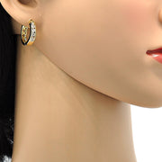 Oro Laminado Huggie Hoop, Gold Filled Style with White Cubic Zirconia, Polished, Golden Finish