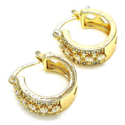 Oro Laminado Small Hoop, Gold Filled Style with White Cubic Zirconia, Polished, Golden Finish