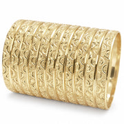 Gold Plated Dozen Bangle, Diamond Cutting Finish, Golden Finish