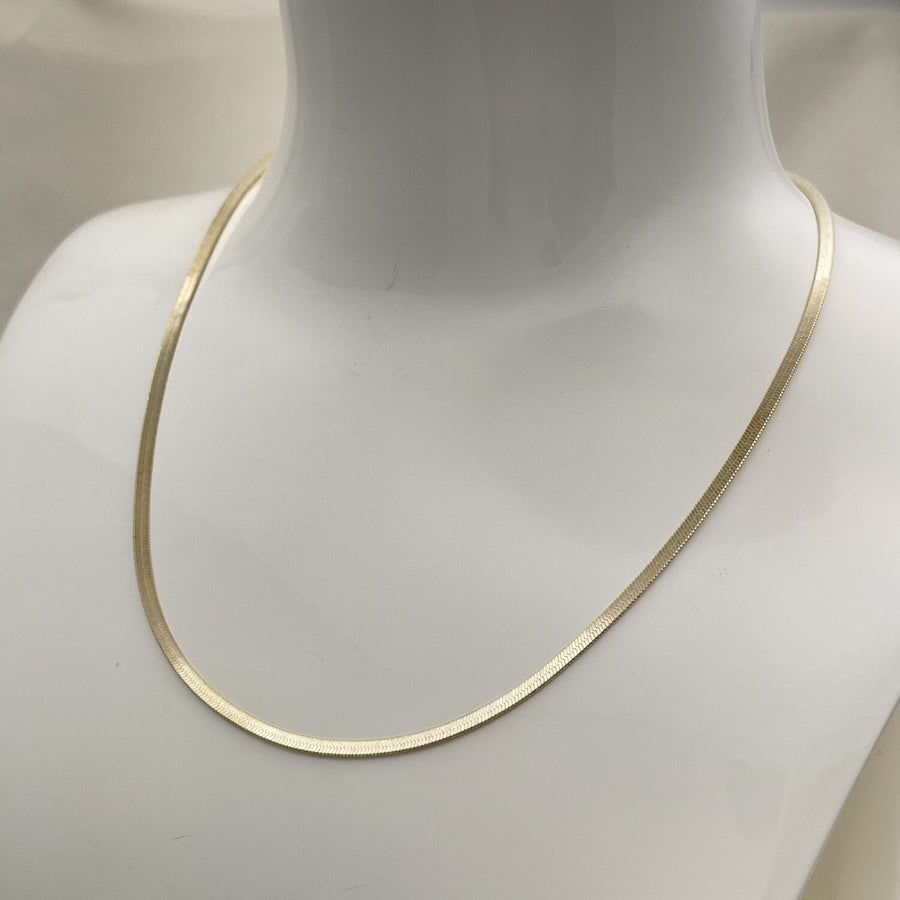 Oro Laminado Basic Necklace, Gold Filled Style Herringbone Design, Polished, Golden Finish