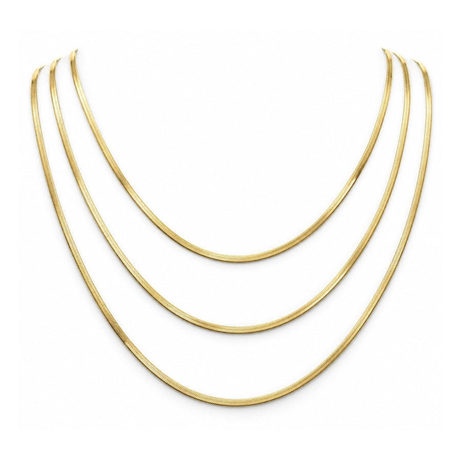 Oro Laminado Basic Necklace, Gold Filled Style Herringbone Design, Polished, Golden Finish