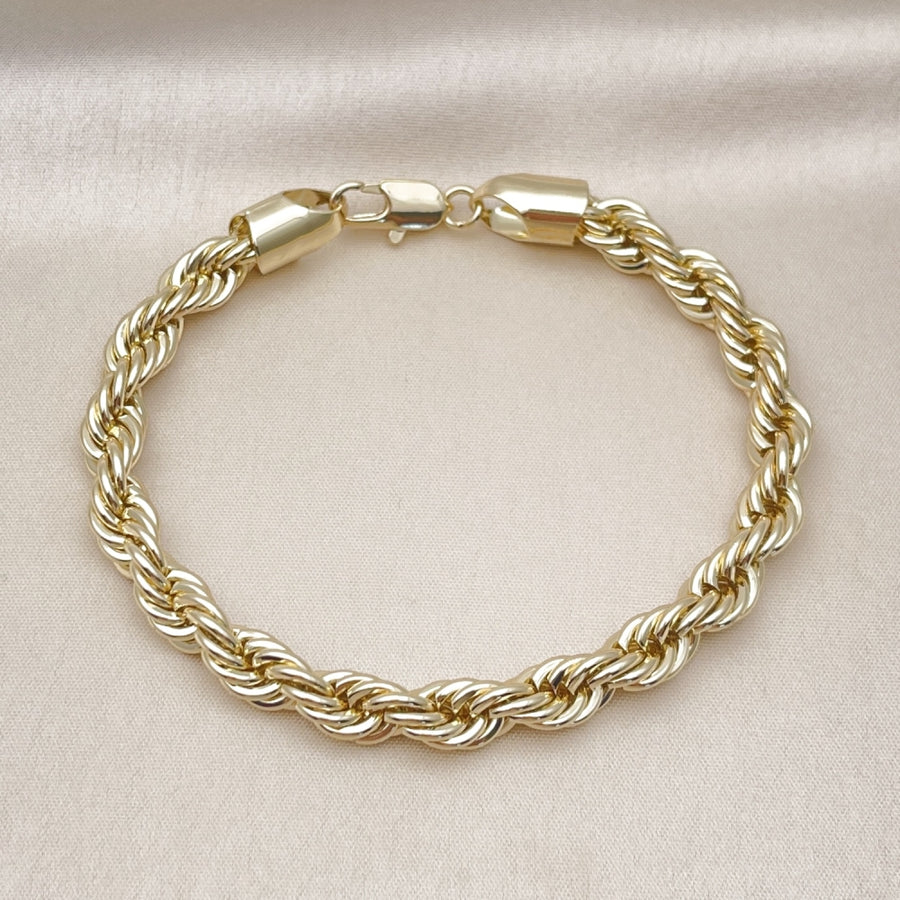 Oro Laminado Basic Bracelet, Gold Filled Style Rope Design, Polished, Golden Finish