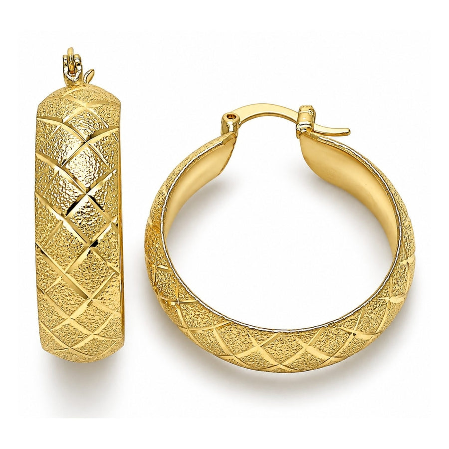 Oro Laminado Medium Hoop, Gold Filled Style Matte Finish, Golden Finish