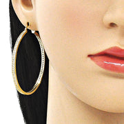 Oro Laminado Large Hoop, Gold Filled Style with White Micro Pave, Polished, Golden Finish