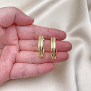 Oro Laminado Medium Hoop, Gold Filled Style Diamond Cutting Finish, Golden Finish