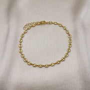 Oro Laminado Basic Anklet, Gold Filled Style Puff Mariner Design, Polished, Golden Finish