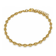 Oro Laminado Basic Anklet, Gold Filled Style Puff Mariner Design, Polished, Golden Finish