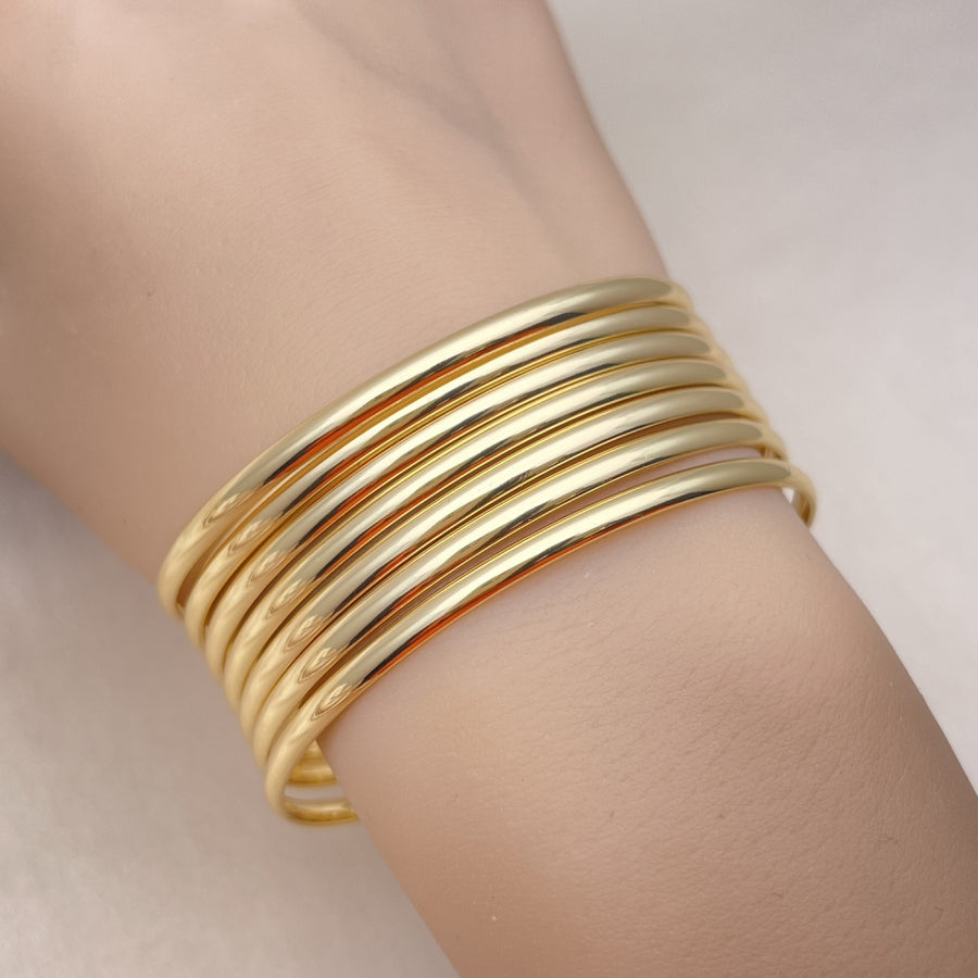 Oro Laminado Semanario Bangle, Gold Filled Style Charm Bar Design, Polished, Golden Finish