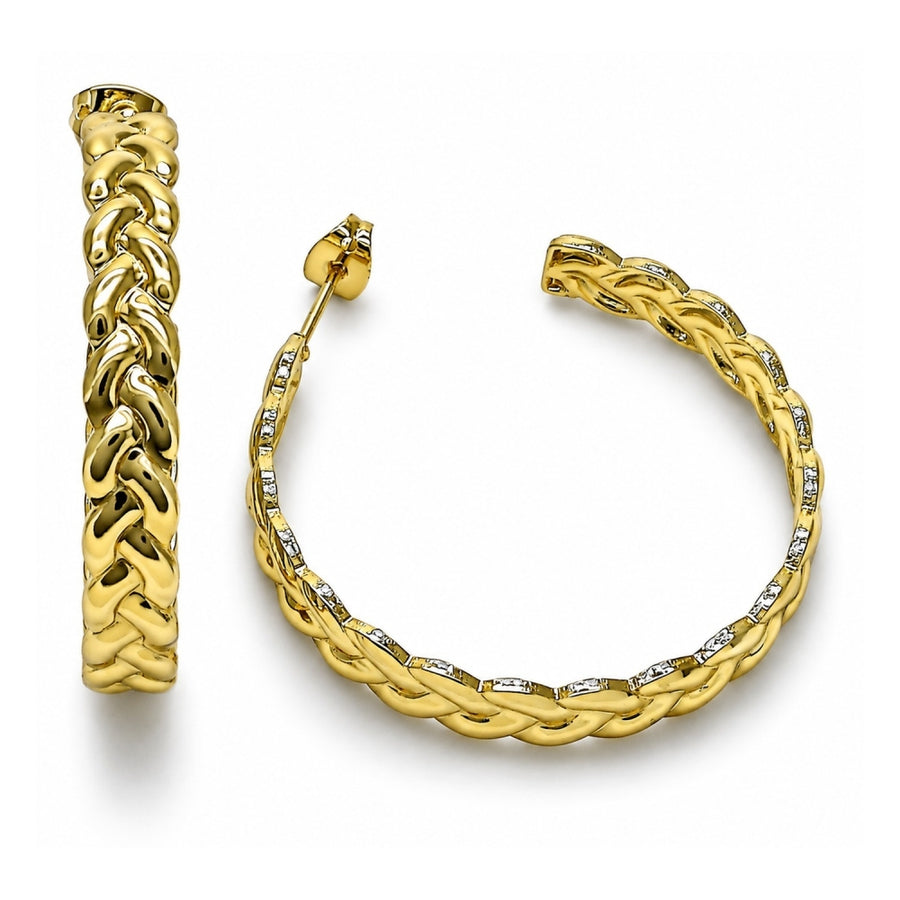 Oro Laminado Medium Hoop, Gold Filled Style Twist Design, Polished, Golden Finish