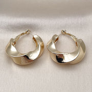 Oro Laminado Medium Hoop, Gold Filled Style Twist Design, Polished, Golden Finish