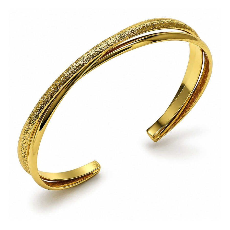 Oro Laminado Individual Bangle, Gold Filled Style Twist Design, Matte Finish, Golden Finish