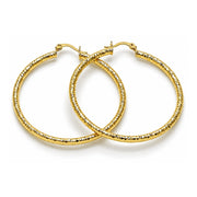Oro Laminado Large Hoop, Gold Filled Style Hollow Design, Diamond Cutting Finish, Golden Finish