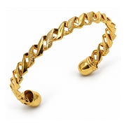 Oro Laminado Individual Bangle, Gold Filled Style Twist Design, Polished, Golden Finish
