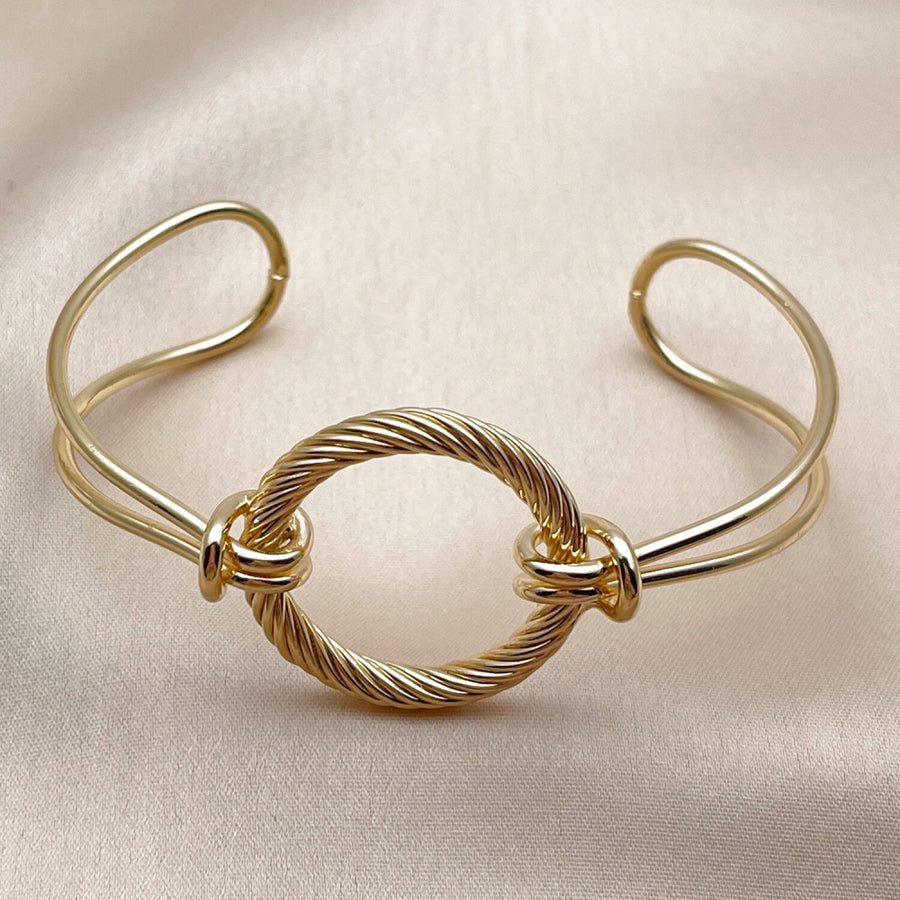 Oro Laminado Individual Bangle, Gold Filled Style Love Knot Design, Polished, Golden Finish
