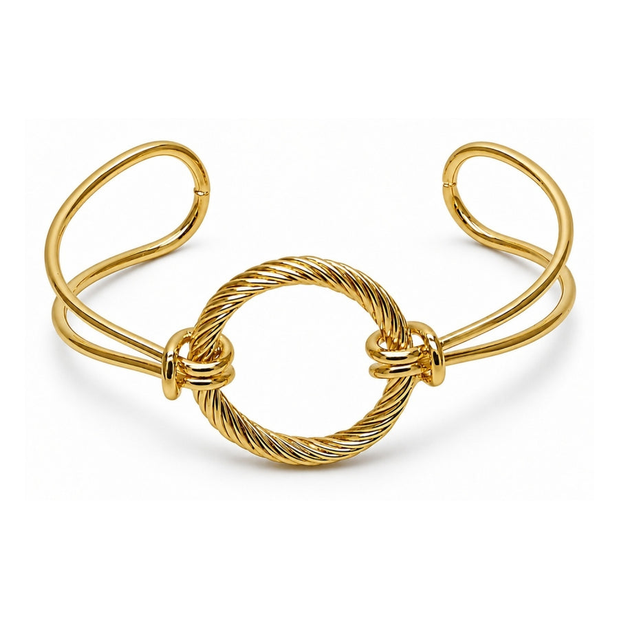 Oro Laminado Individual Bangle, Gold Filled Style Love Knot Design, Polished, Golden Finish