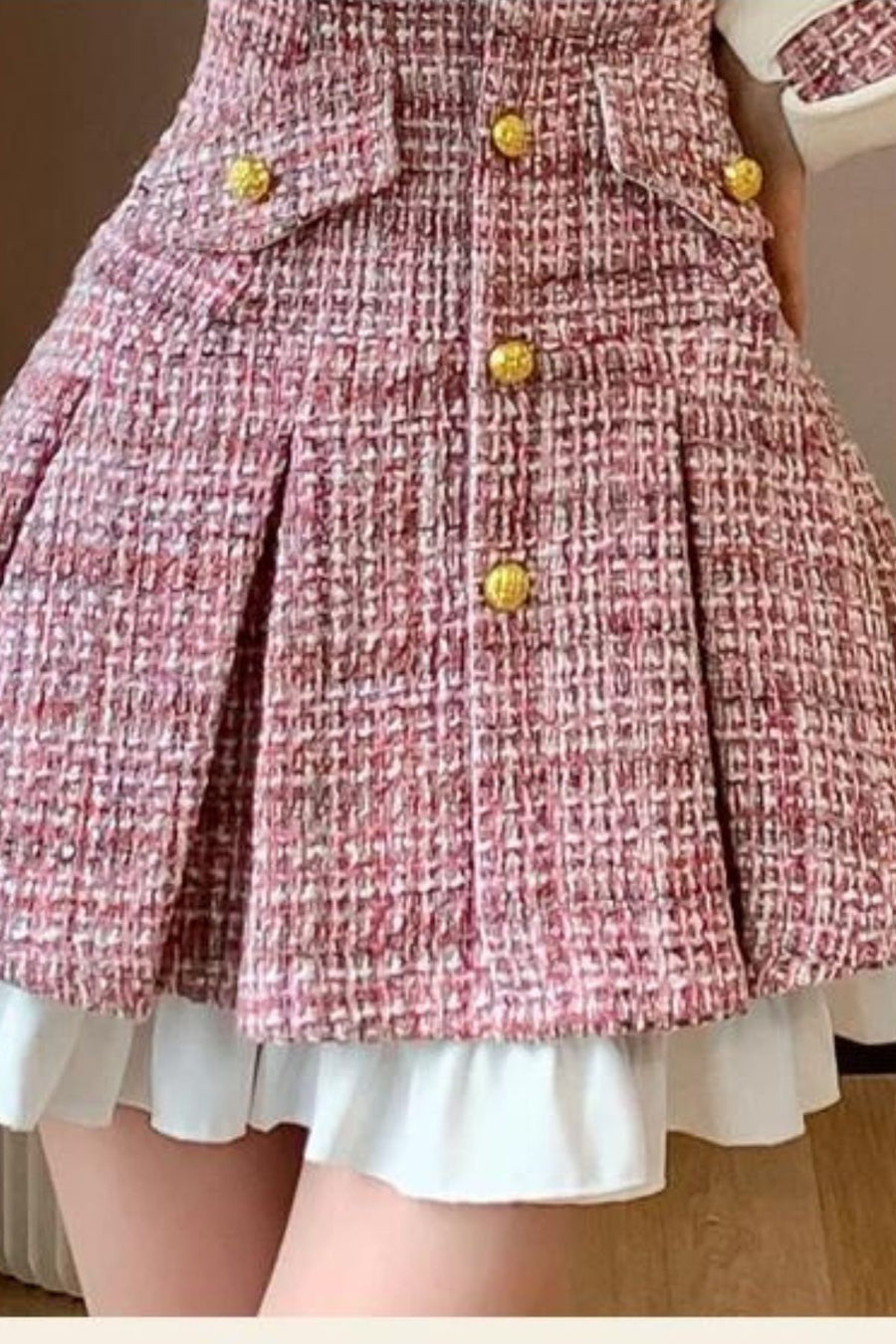 High quality patchwork long sleeve tweed dresses