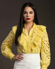 High Quality Pearl Long Sleeve Embroidered Blouse