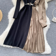 Elegant long sleeve dresses with quality pleated midi belt
