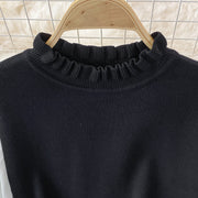 Black dress with long lantern sleeve print and high quality belt