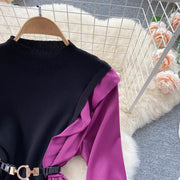 Elegant long sleeve dresses with quality pleated midi belt