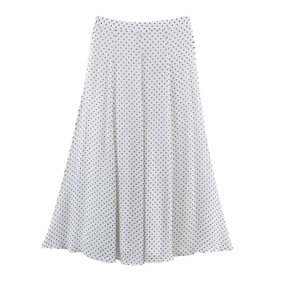 Vintage Polka Dot Women Sets Chiffon Bow Tie Loose Blouses Loose Long Skirts Fashion  Spring Summer Holiday Suits