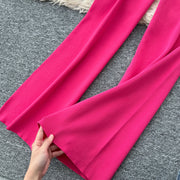 2 Piece Sets Single Breasted Print Cardigan + High Waist Wide Legs Pants