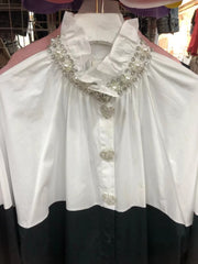 High Quality Long Sleeve Luxurious Style Beaded Diamond Embroidery Cotton Shirt