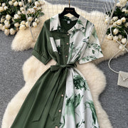 Chic Single Breasted Spliced Elegant Korean Fashion Fairy Sexy High Waist Vestidos Summer High Street Women Vacation