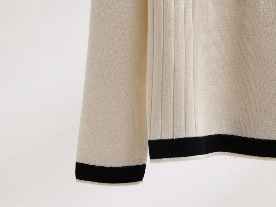 Lapel Casual Lazy Tops Sweater  female Pants Set Winter New Fashion Color-block Long-sleeved Pants Women Two-piece Set Elegant
