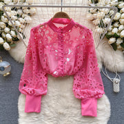 High Quality French Flare Sleeve Strap Lined Elegant Loose Shirt