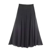 Vintage Polka Dot Women Sets Chiffon Bow Tie Loose Blouses Loose Long Skirts Fashion  Spring Summer Holiday Suits