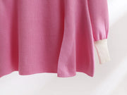 2 Piece Set Wide Leg Pants + Elegant Long Sleeve Crew Neck Front Slit Bow Sweater