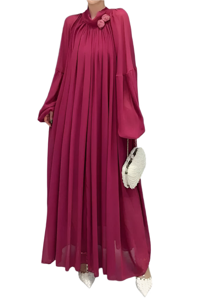 High Quality Round Neck Vintage Elegant Long Sleeve Dress