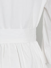 High Quality High Waisted Half Puff Sleeve Stand Collar Bow Tie Dresses