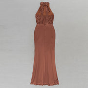 High Quality Draped Pleat Sleeveless Backless Bodycon Bodycon Long Dress