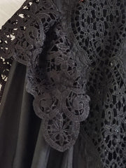 High Quality Vintage Flower Embroidery Lace Ruffled Puff Sleeve White Dress