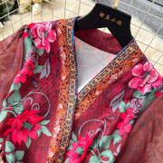 High quality vintage palace print French style elegant evening dress