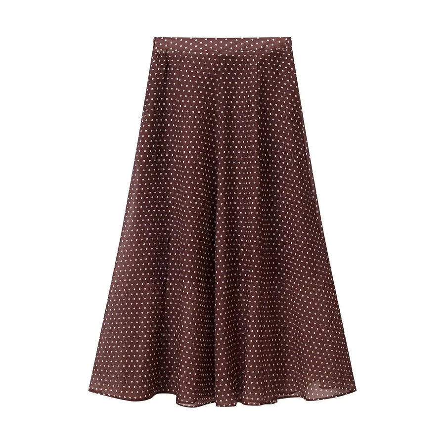 Vintage Polka Dot Women Sets Chiffon Bow Tie Loose Blouses Loose Long Skirts Fashion  Spring Summer Holiday Suits