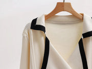 Lapel Casual Lazy Tops Sweater  female Pants Set Winter New Fashion Color-block Long-sleeved Pants Women Two-piece Set Elegant