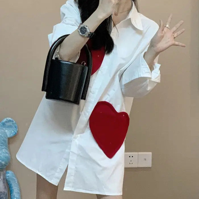 Elegant long sleeve shirt with high quality hearts