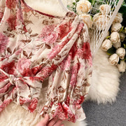 Sexy Two Pieces Sets Chic Bandage chiffon Shirt Top with sweet High Waist mermaid Skirt Beach Vacation Sets