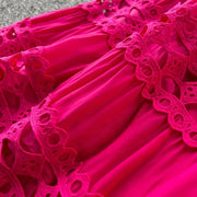 Sexy Hollow Out Embroidery Round Neck Sleeveless Bandage Long Dresses High Quality