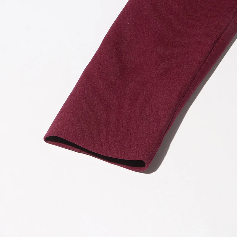 High quality high waist long sleeve V neck dress