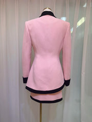 Elegant Two Piece Set Long Sleeve Short Coat + High Waist Mermaid Skirt High Quality