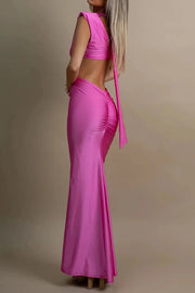 High Quality Plain Sleeveless Bodycon Hollow Out Turtleneck Sexy Long Dress