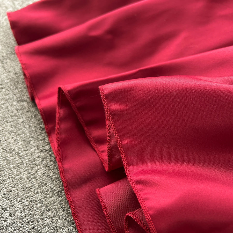 High Quality Vintage Floral Embroidery Mesh Long Sleeve Red Dresses