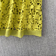 Skirt Sets Women Clothing Temperament Two Piece Set Patchwork Lace Blouses High Waist Hollow Out Long Skirts Suit Summer Outfits