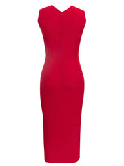 High Quality Sexy Round Neck Sleeveless Slim Draped Flute Dress