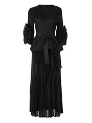 Miyake Spring Women's Clothing French Light Luxury Temperament Elegant Pleated Clothes Two-piece Set  Irregular Skirt 2025